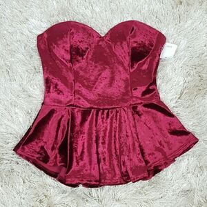 Women's Strapless Velvet Blouse Top Whimsigoth